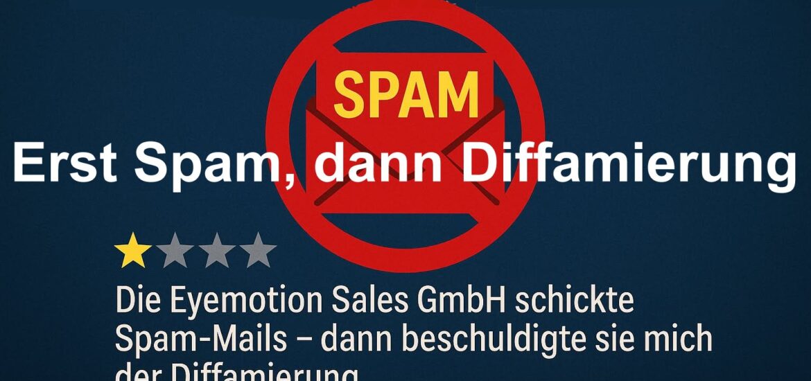 Spamer Eyemotion Sales Gmbh wbeschuldigt mich der Diffamierung