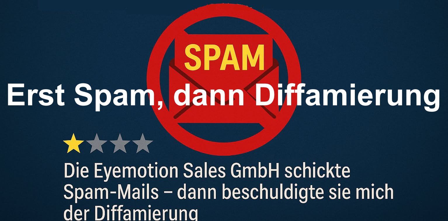 Spamer Eyemotion Sales Gmbh wbeschuldigt mich der Diffamierung