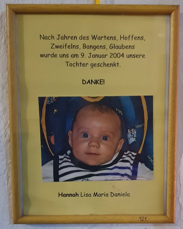 Danke an Irmengard für die Erfüllung des Kinderwunschs
