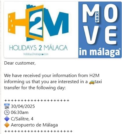 Taxi zum Flughafen Malaga besellt