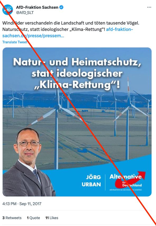 Screenshot zur Klimaleugnung der AfD