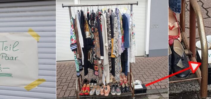 Handgemaltes Plakat mit symbolischem Preis – Ausdruck von Vertrauen beim Flohmarkt