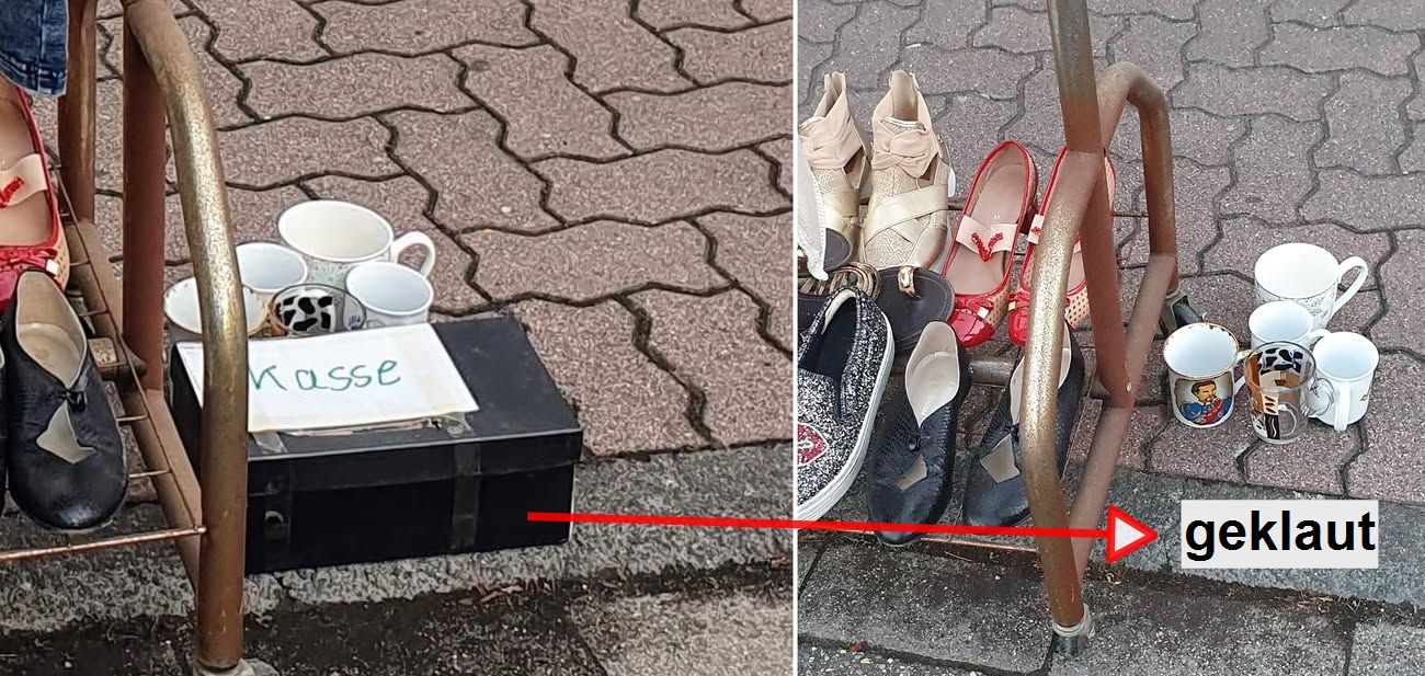  Flohmarkt mit und ohne Kasse – gestörtes Vertrauen beim Flohmarkt im Bild