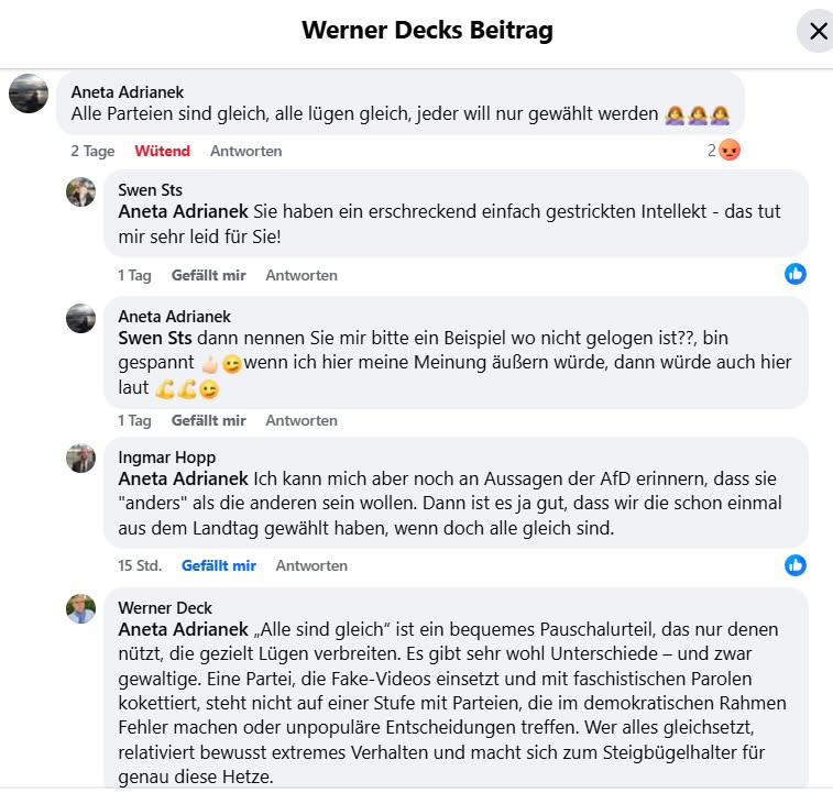 Kommentar zum Screenshot des Fake-Videos
