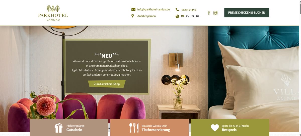 Startseite Parkhotel Landau – hochglänzend, aber unübersichtlich