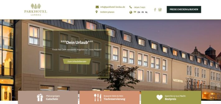 Startseite Parkhotel Landau – hochglänzend, aber unübersichtlich