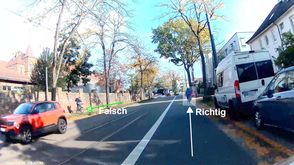 Gefährliche Situationen beim Radfahren – Falschfahrer auf schmalem Radweg provoziert beinahe Frontalzusammenstoß, Dashcam-Aufnahme