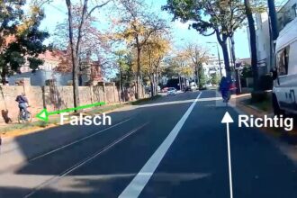 Gefährliche Situationen beim Radfahren – Falschfahrer auf schmalem Radweg provoziert beinahe Frontalzusammenstoß, Dashcam-Aufnahme