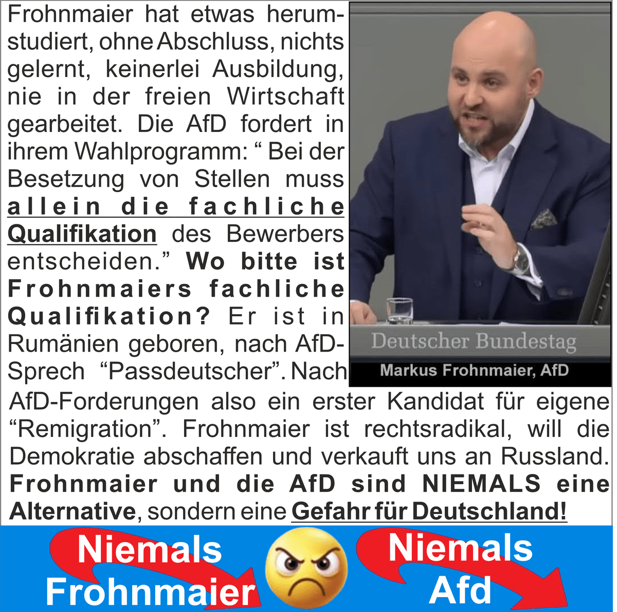 Niemals Frohnmaier niemals AfD
