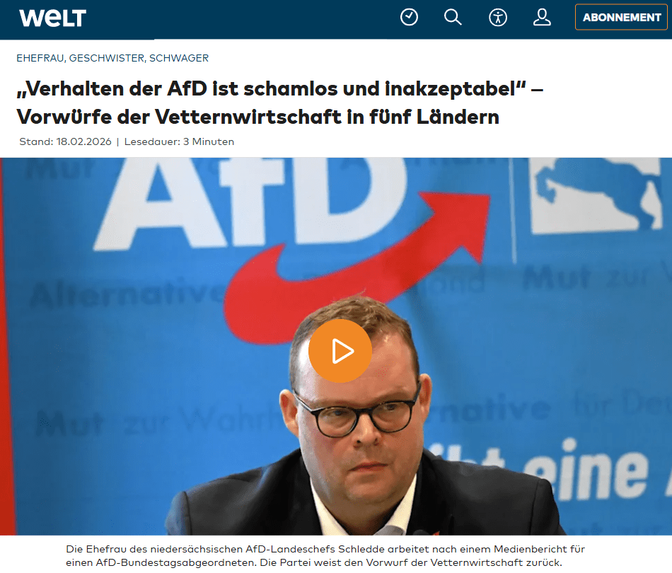 Vetternwirtschaft der AfD in fünf Bundesländern – Verwandte und Freunde der Parteiangestellten profitieren von öffentlichen Mitteln