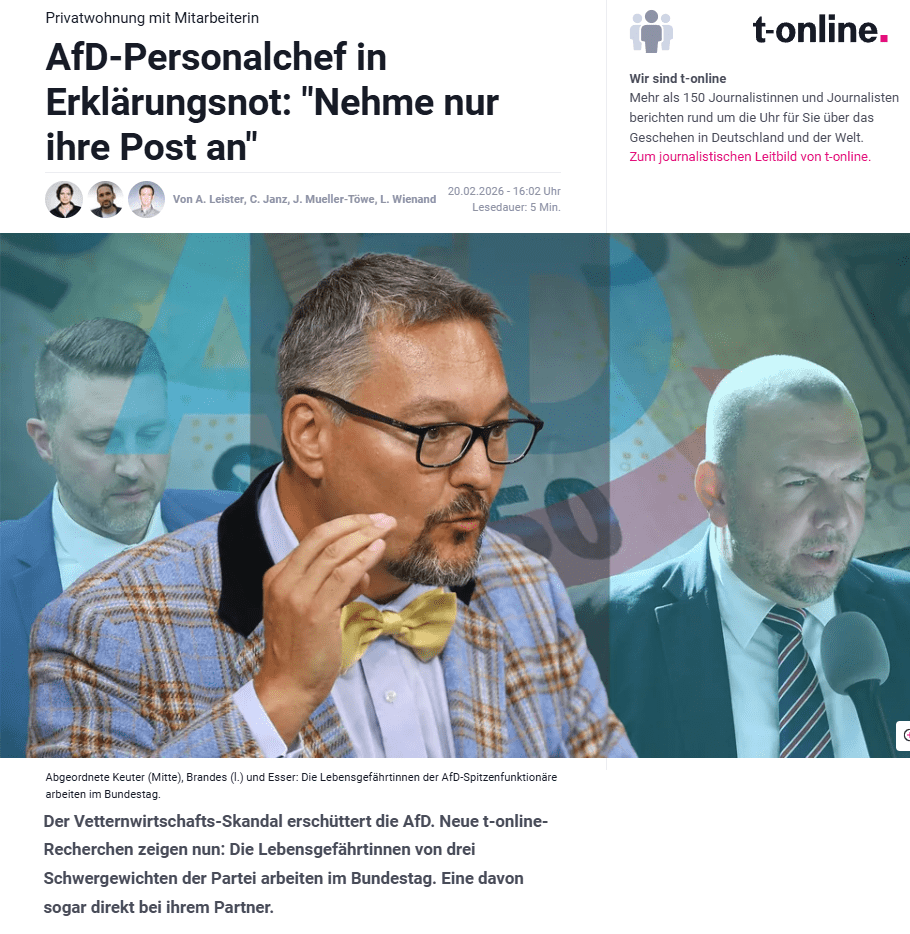 Stefan Keuter und Dirk Brandes von der AfD – Vetternwirtschaftsvorwürfe, weil Partnerinnen im Bundestagsbüro als Mitarbeiterinnen geführt werden