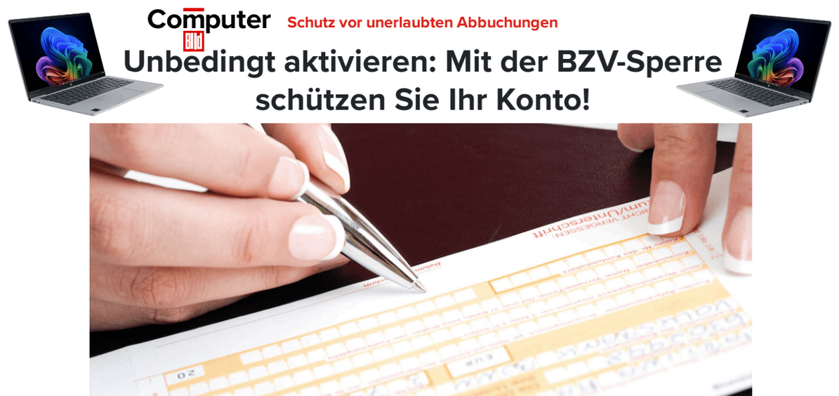 Computerbild Artikel zur Sperre beleghafter Überweisungen