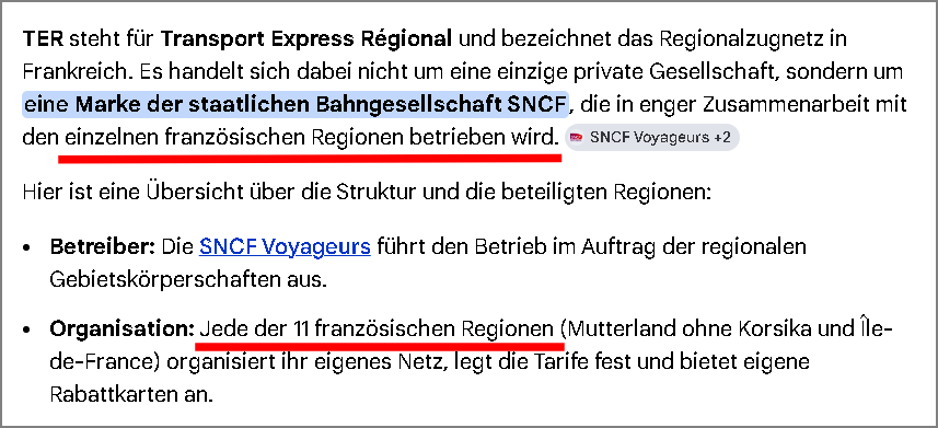 Screenshot der SNCF Connect App zur Fahrradmitnahme Bahn Frankreich. TER Regionalbahnen