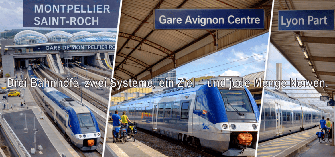 Nervenaufreibende Zugbuchung mit Fahrrad in Frankreich. Drei Bahnhöfe, zwei Systeme, ein Ziel – und jede Menge Nerven.