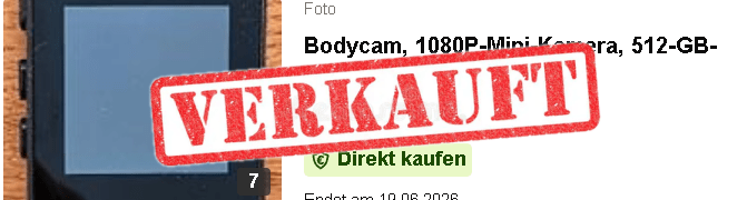 Bodycam, 1080P-Mini-Kamera, 512-MB-Speicherkarte, Neu, verkauft