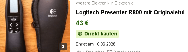 Logitech Presenter R800 mit Originaletui