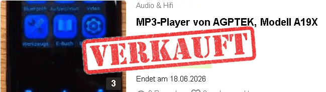 MP3-Player von AGPTEK, Modell A19X verkauft