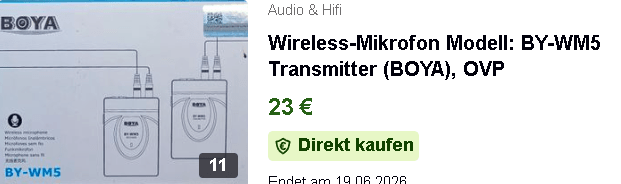 Wireless-Mikrofon Modell: BY-WM5 Transmitter (BOYA), OVP