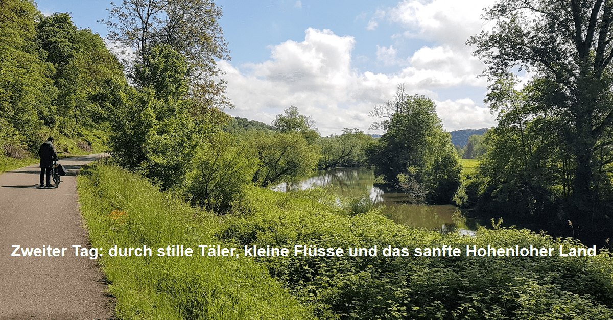 Radtour durch das Ohrntal, Brettachtal sowie entlang von Kocher und Jagst bei Bad Friedrichshall in der Hohenloher Landschaft