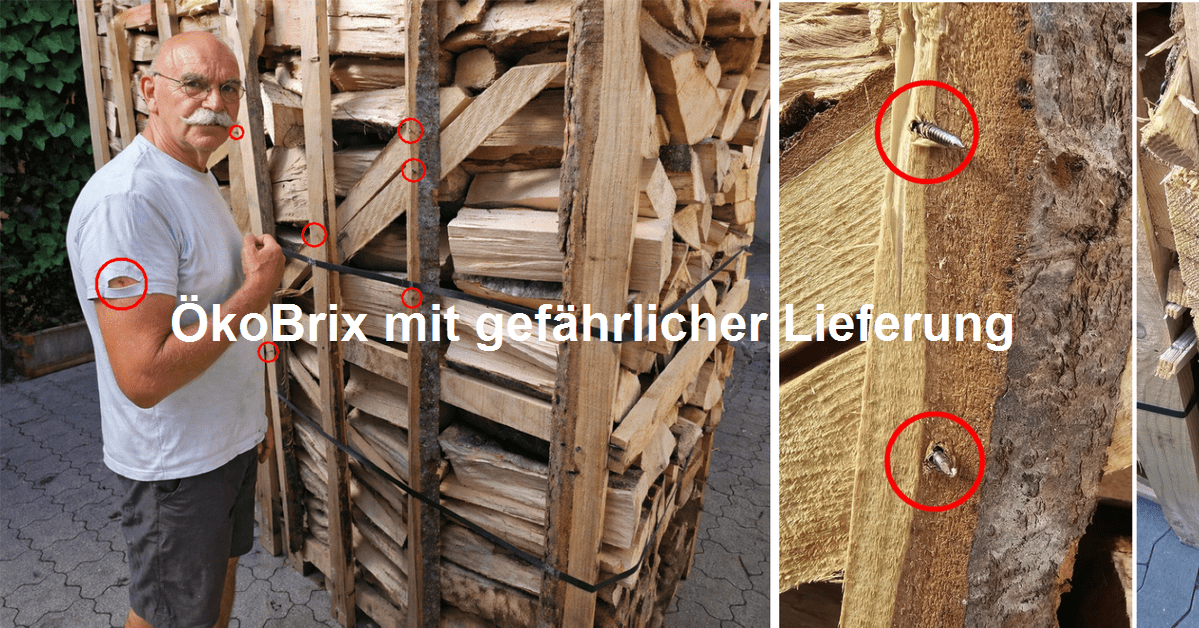 Verletzung am Arm durch herausstehende Schrauben an einer Brennholzpalette von ÖkoBrix