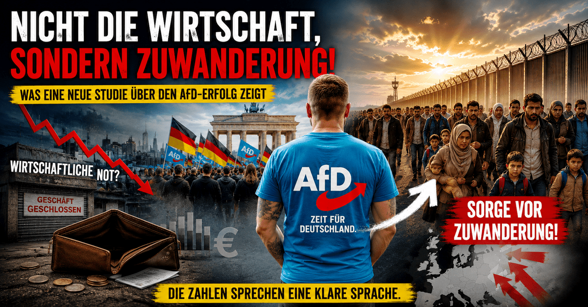 AfD-Anhänger und Deutschlandfahnen bei einer Kundgebung zum Thema Zuwanderung