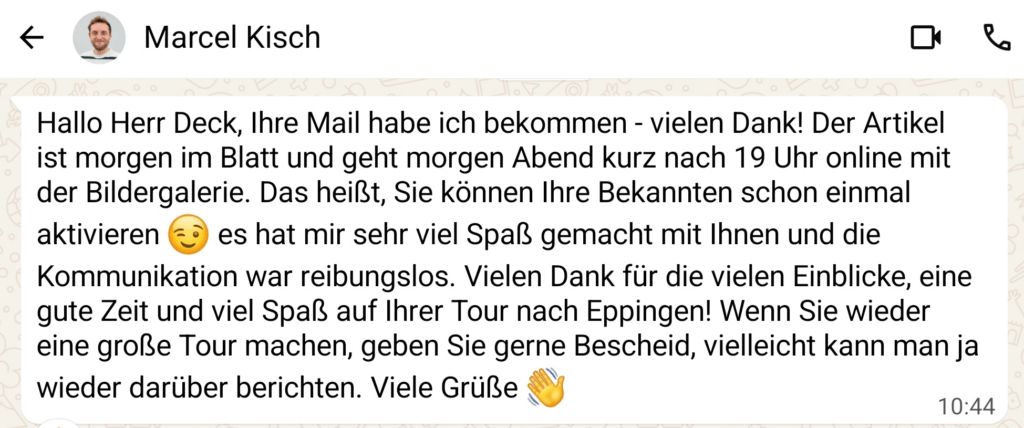 Der Redakteur der BNN, Marcel Kisch, bedankt sich für die gute Zusammenarbeit.